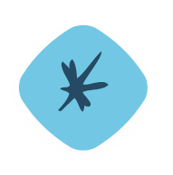 Blue abstract star shape on light blue background