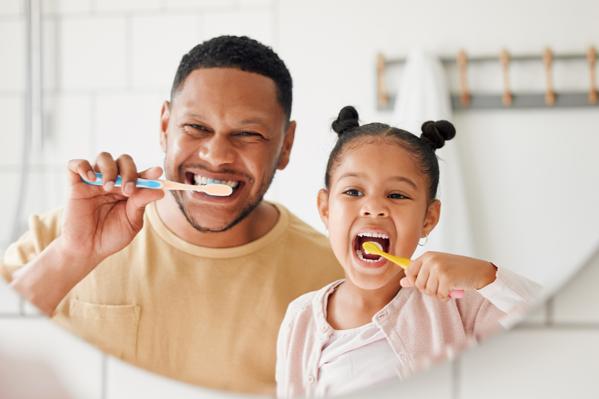 4-5 year old brushing their teeth