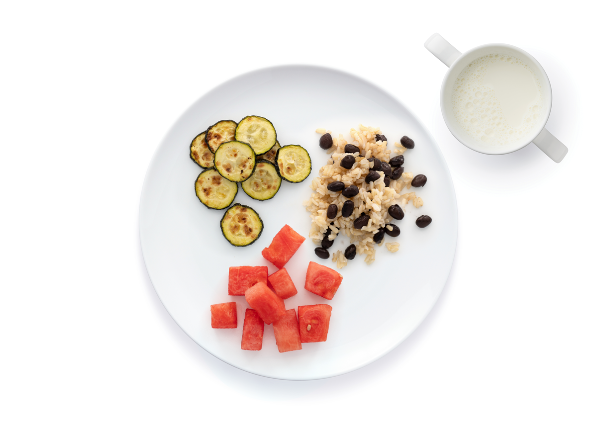Dinner_beans-rice_watermelon_zucchini