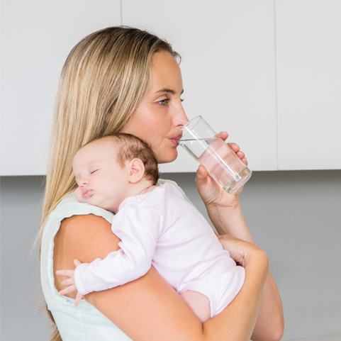 Baby Mom Drinking Water