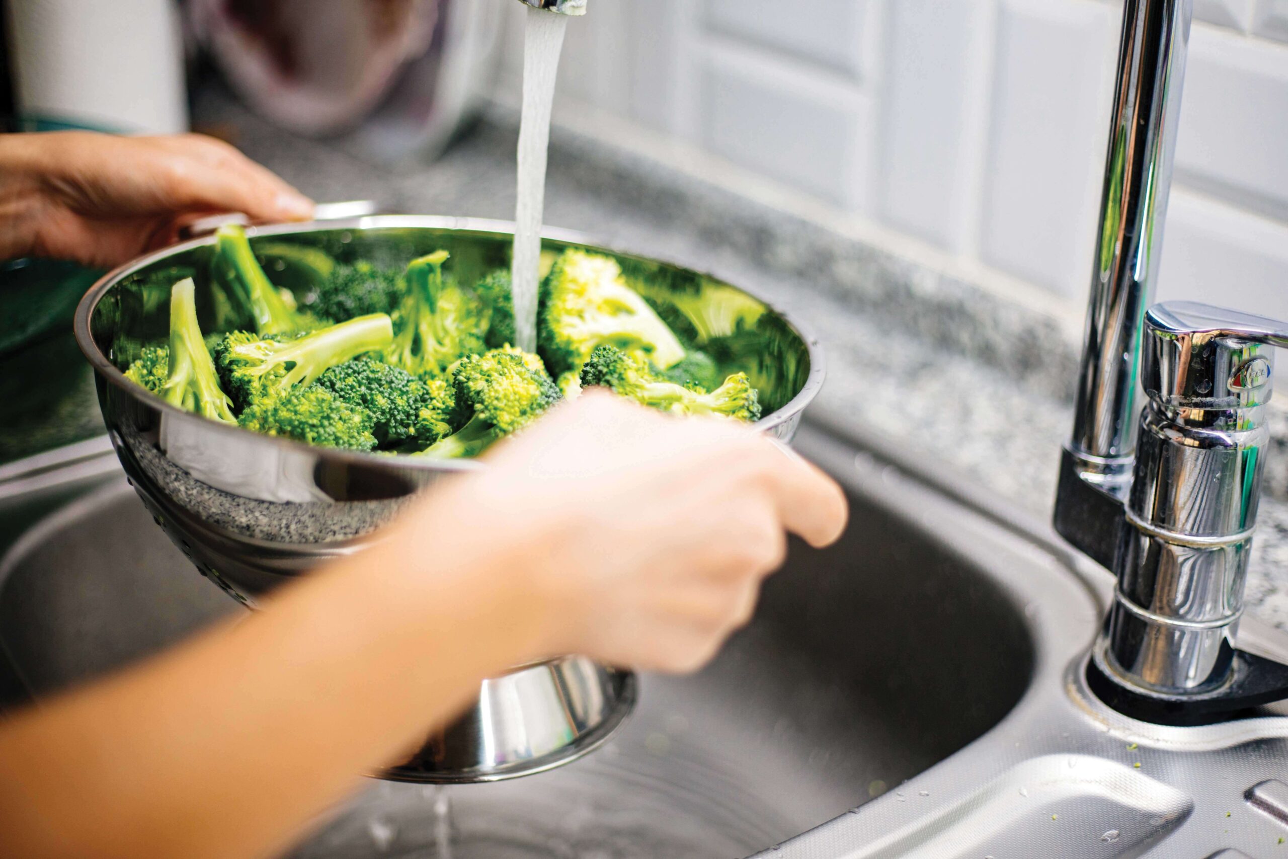 Washing Broccoli